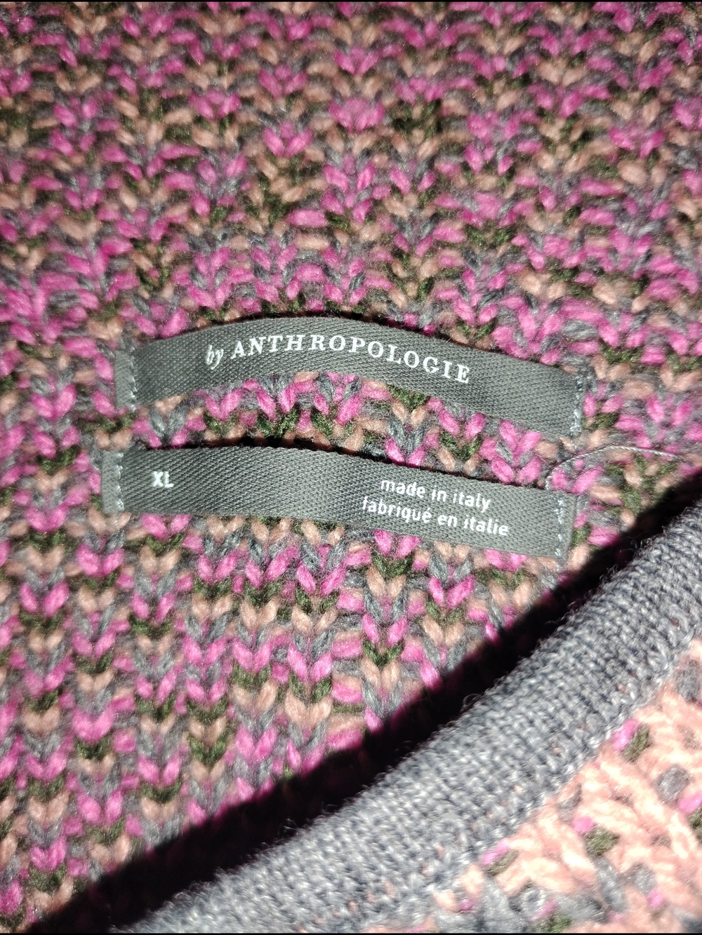 Anthropologie Pink, Olive & Brown Chunky Knit Sweater